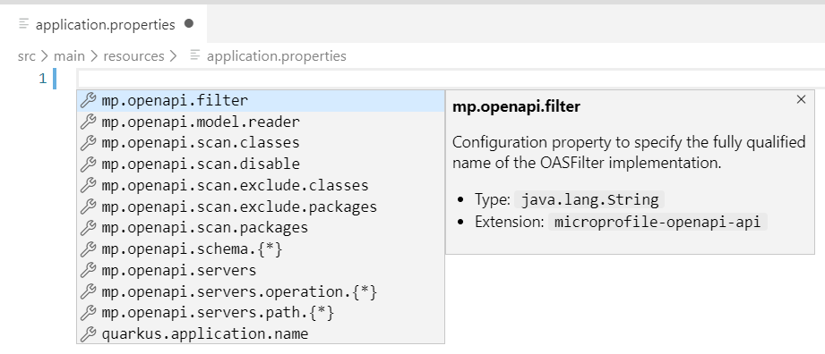 MicroProfile Open API properties support